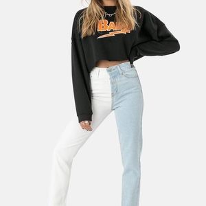 Stevens color block jeans MOM Light blue denim